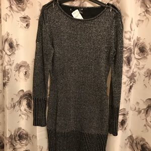 Forever 21 black and silver sweater dress